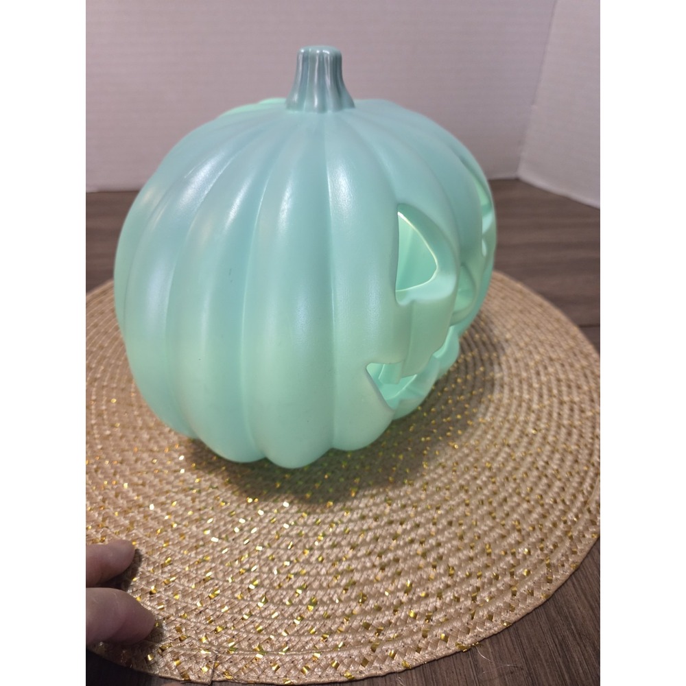 Light Up Jack O Lantern, Halloween, Turquoise - Picture 3 of 8